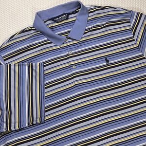 Polo Golf Ralph Lauren Mens XL Blue Striped Pima Cotton Short Sleeve Polo Shirt